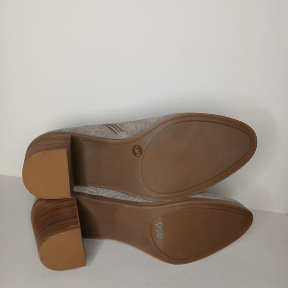 Lucky Brand Taupe Suede Ankle‎ Boots Women's 7.5 Side Zip Block Heel - Picture 7 of 10
